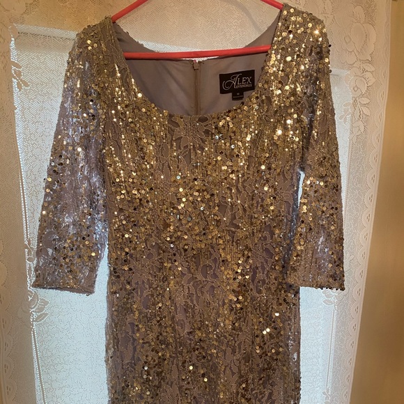 GORGEOUS Lace Sequin Ball Gown 3/4 Sleeve 10 - Picture 8 of 9